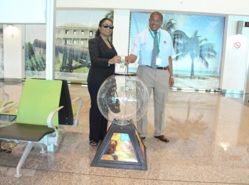 Donation Globe installed in VC Bird International Airport